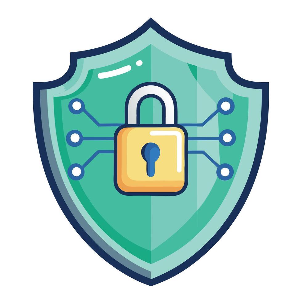 Elegant Shield Icon with a Digital Lock and Isolated Background vector