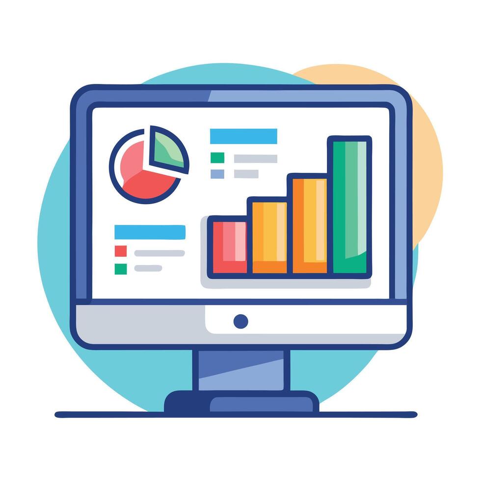 Modern Computer Screen Icon with a Productivity Application and Isolated Background vector