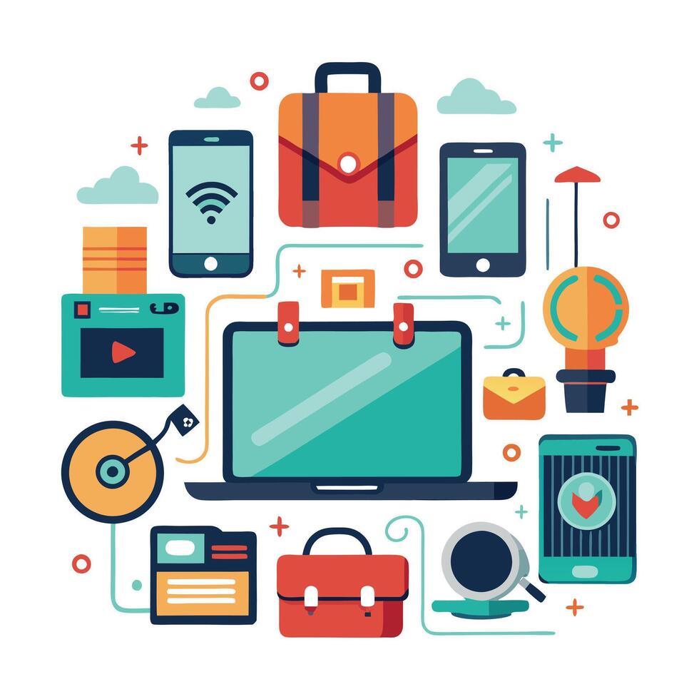 Modern Essential Tools Icon like a Laptop and Isolated Background vector