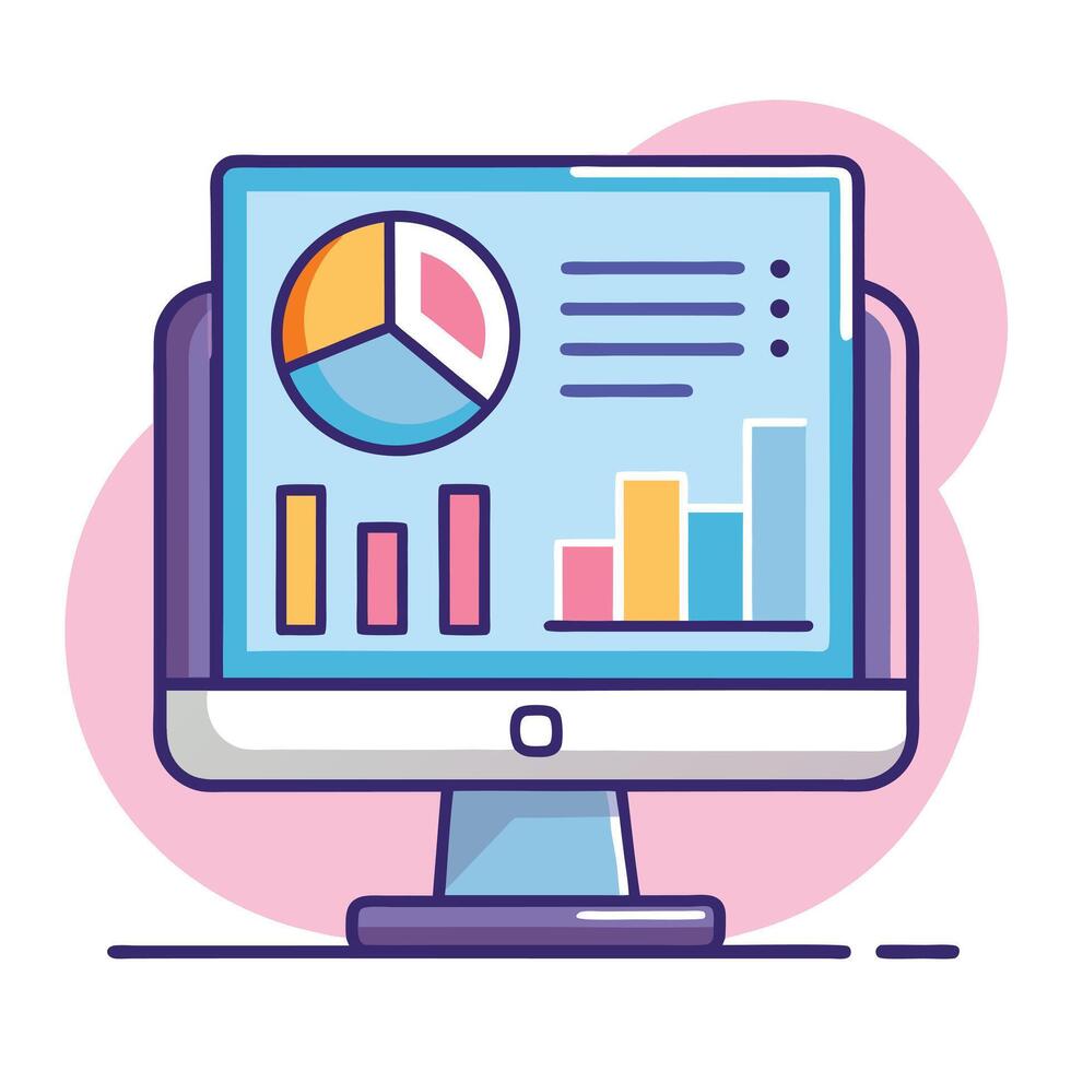 Elegant Computer Screen Icon with a Productivity Application and Isolated Background vector