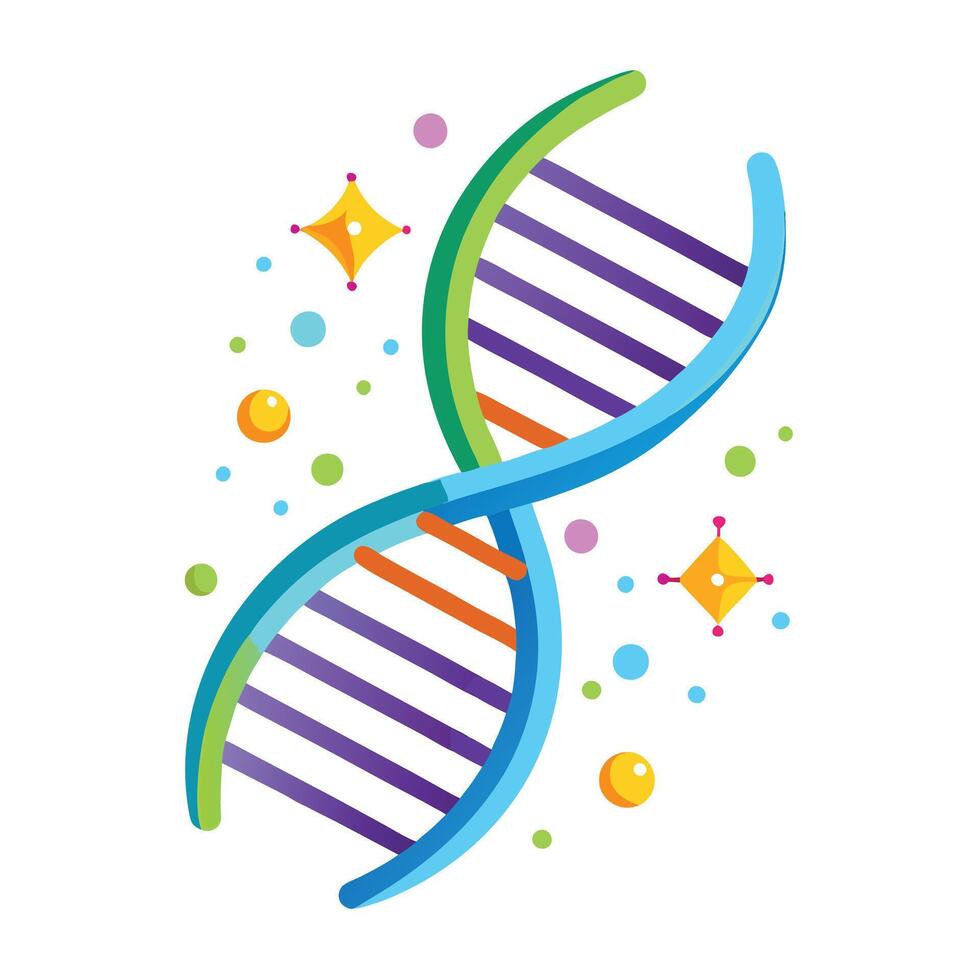 Modern DNA Double Helix Icon with Glowing Effects and Isolated Background vector