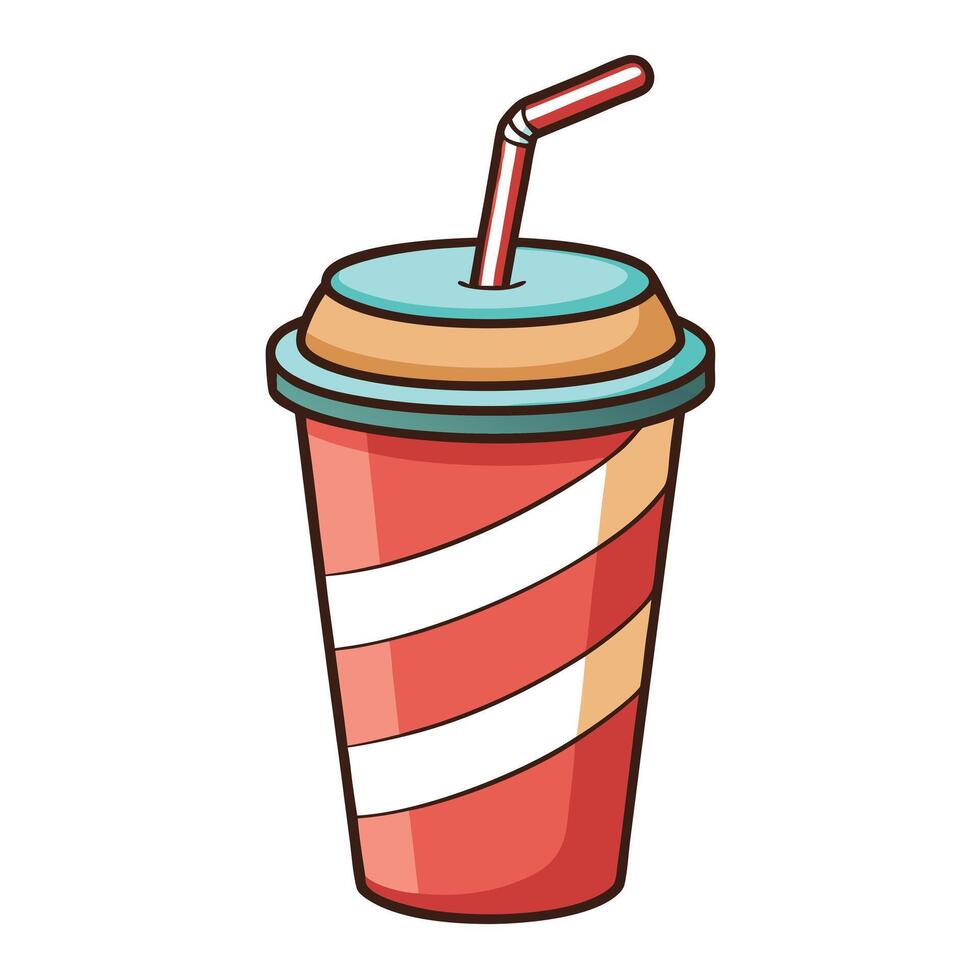 Modern Soda Drink Cup Icon with a Straw and Isolated Background vector