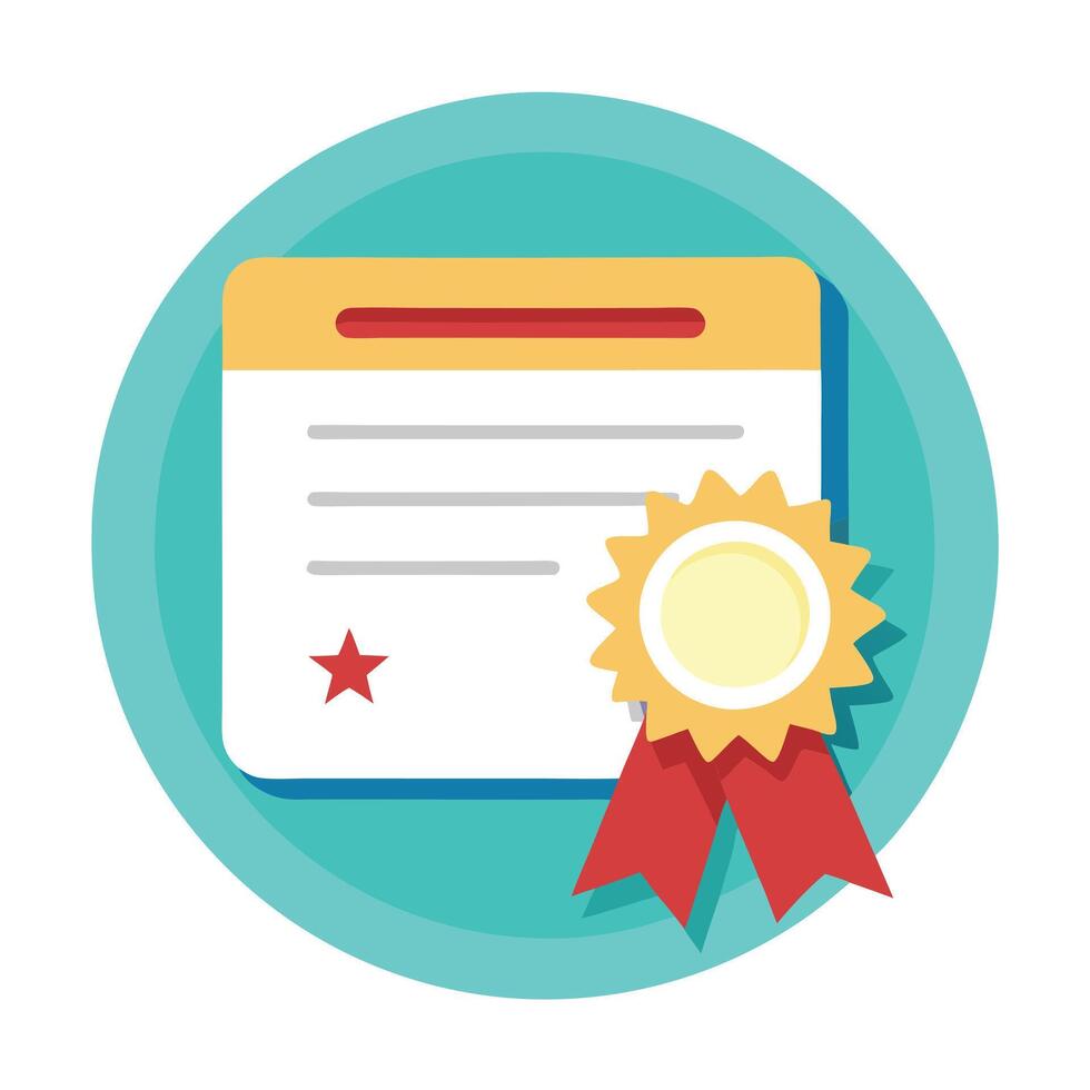 Elegant Certificate Icon with a Digital Learning Element and Isolated Background vector