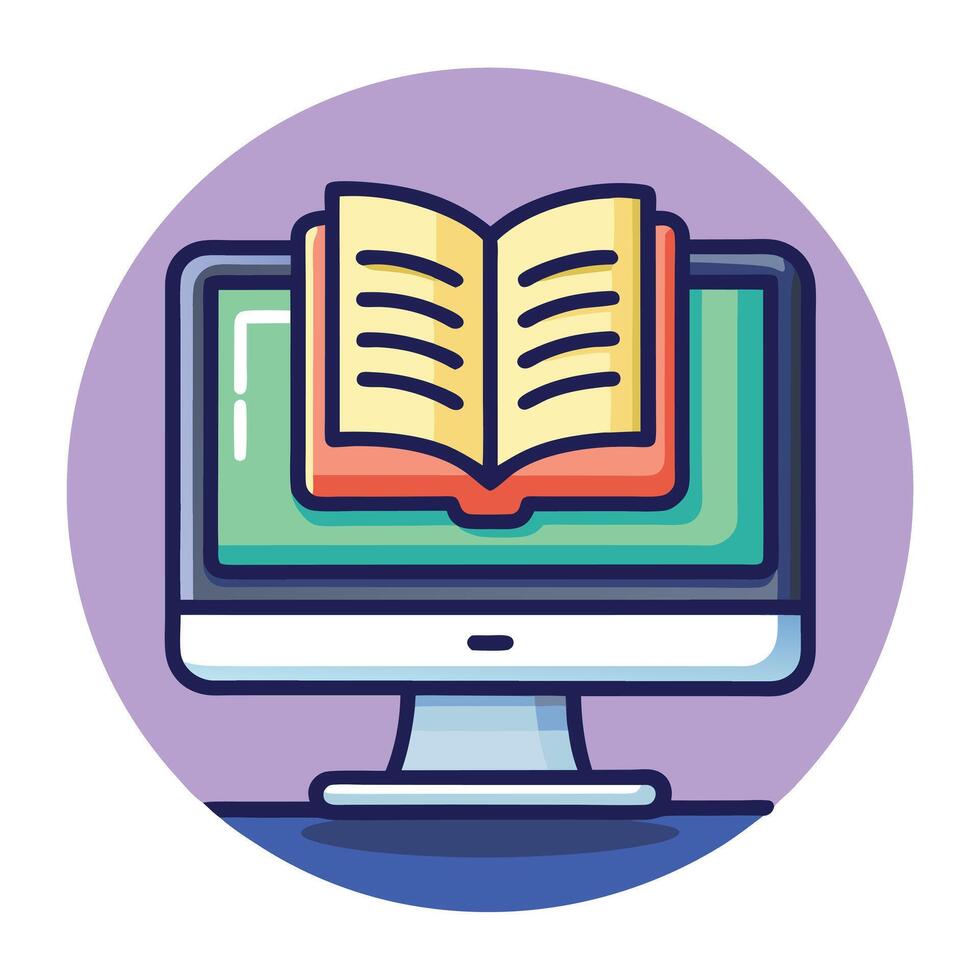 Book Icon on a Computer Screen and Isolated Background vector