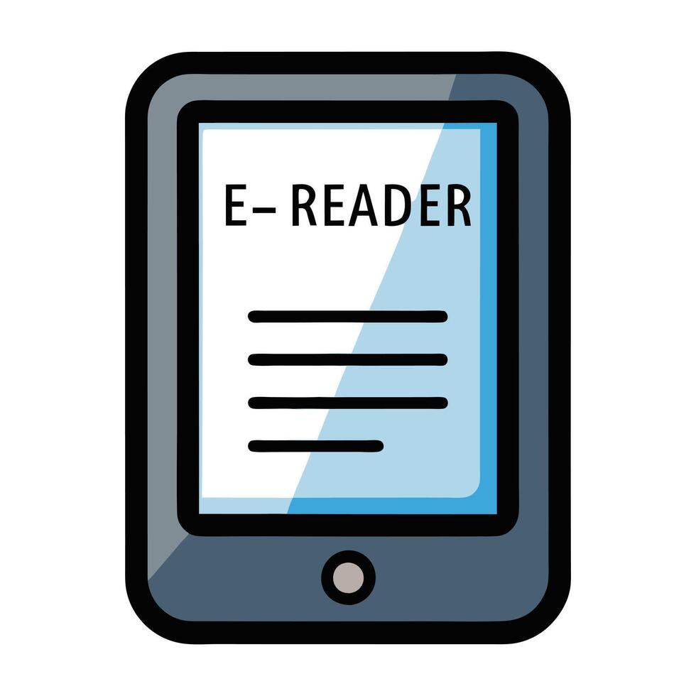 Digital E-reader Device Icon Displaying a Book and Isolated Background vector