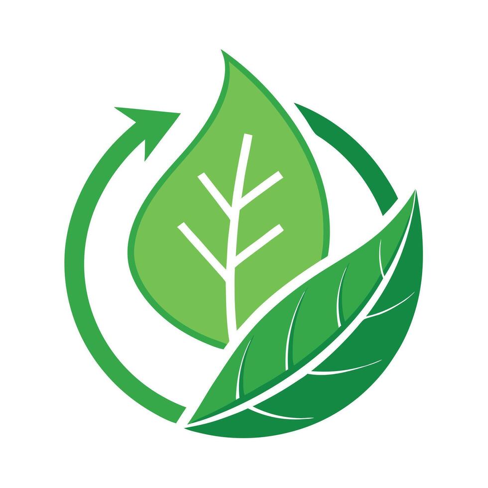 Leaf Icon with a Recycling Symbol and Isolated Background vector