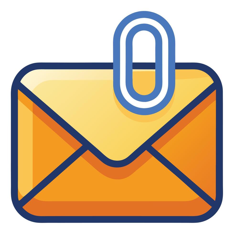 Modern Envelope Icon with a Paperclip and Isolated Background vector