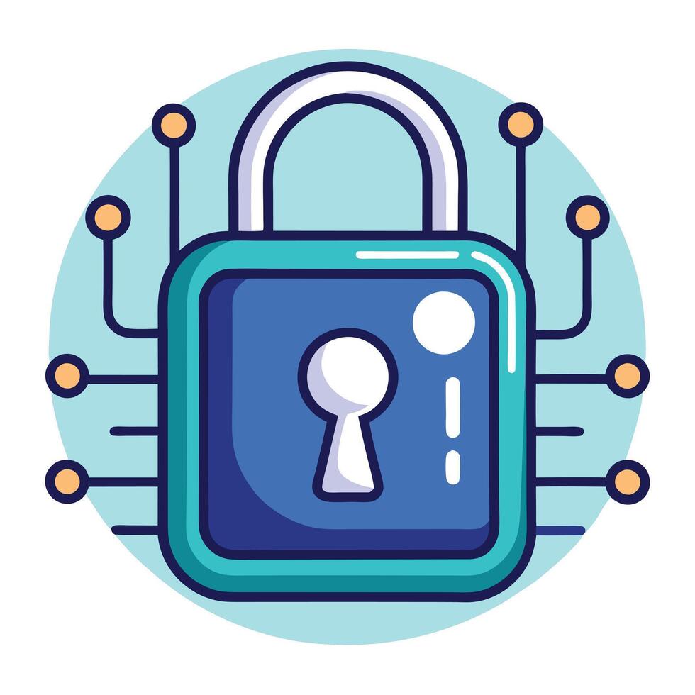 Elegant Lock Icon with a Keyhole on a Digital Background and Isolated Background vector