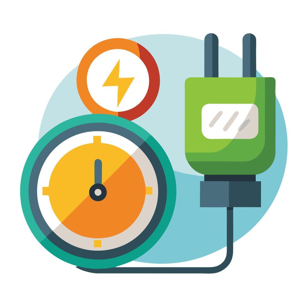 Elegant Plug and Energy Meter Icon and Isolated Background vector