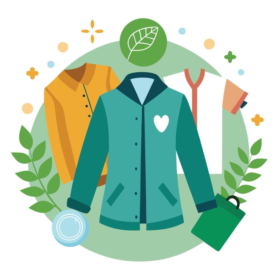 Clothing Icon with Eco-Friendly Labels and Isolated Background vector