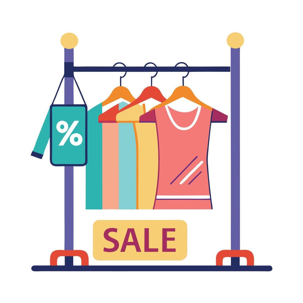 Modern Clothing Rack Icon with a Sale Tag and Isolated Background vector