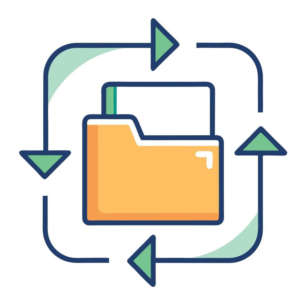 Modern Folder Icon with Multiple Arrows and Isolated Background vector