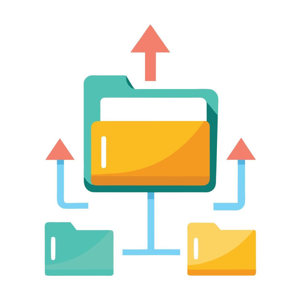 Folder Icon with Multiple Arrows and Isolated Background vector