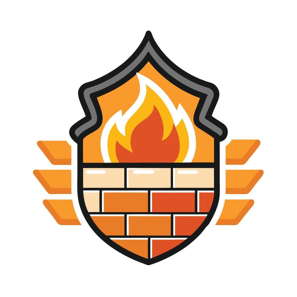 Modern Firewall Symbol Icon with a Shield and Isolated Background vector