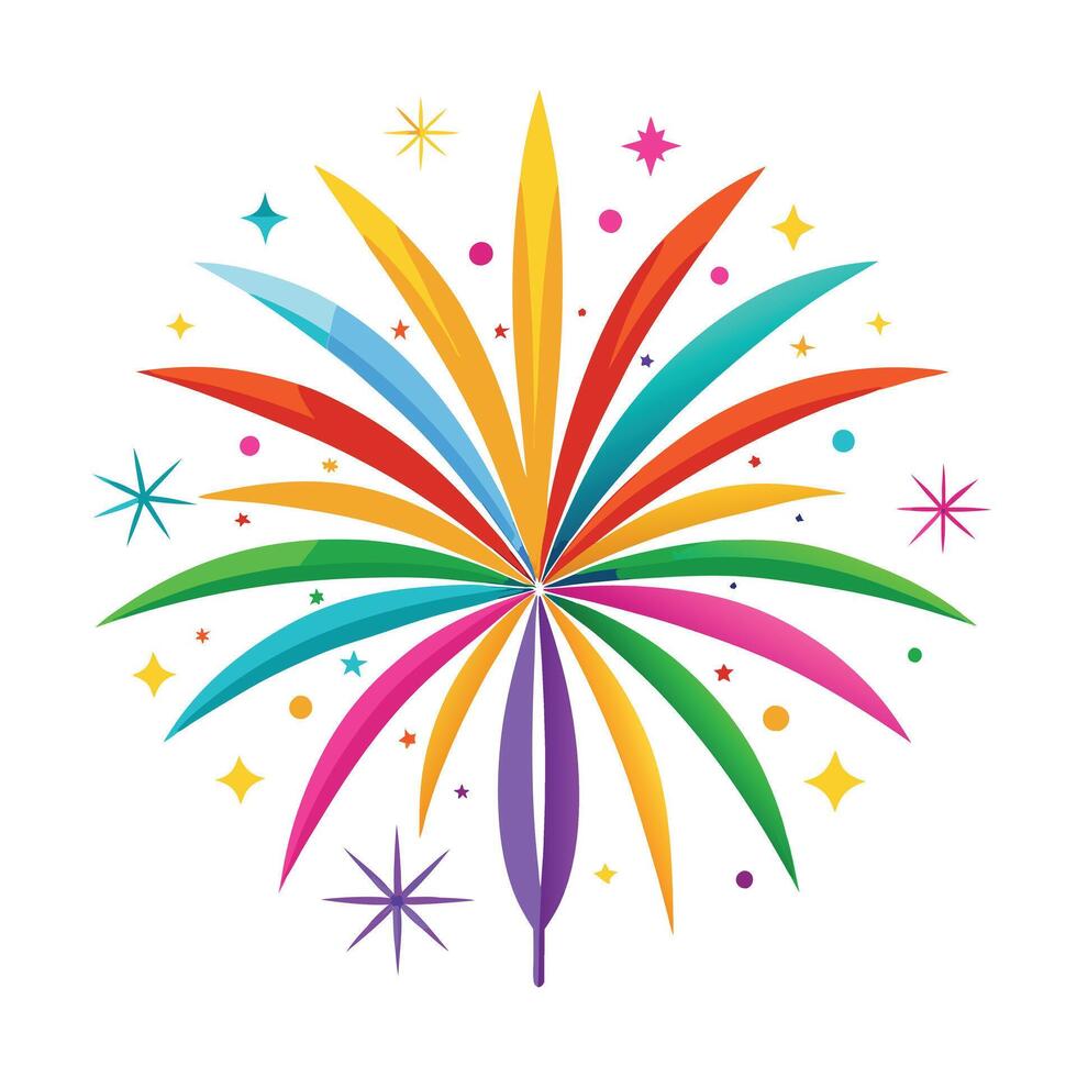 Modern Colorful Fireworks Icon with Sparks and Isolated Background vector