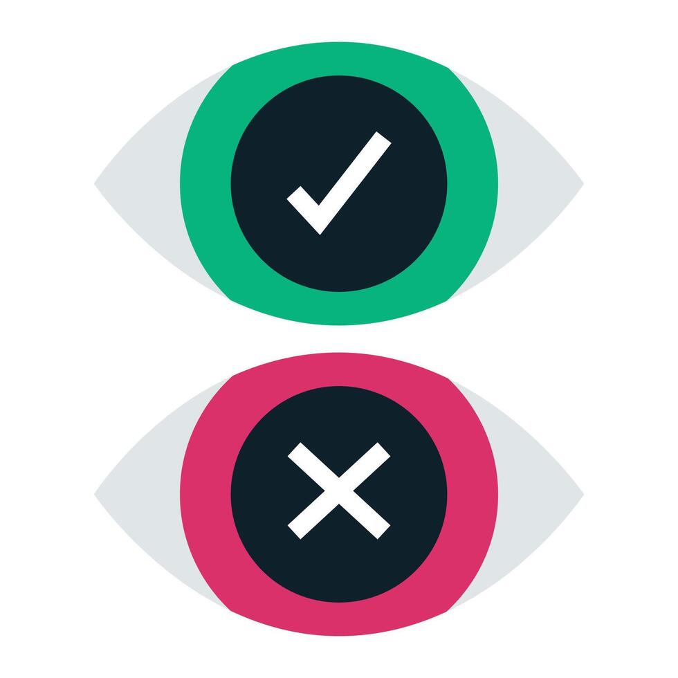 Two eyes with check marks on them vector