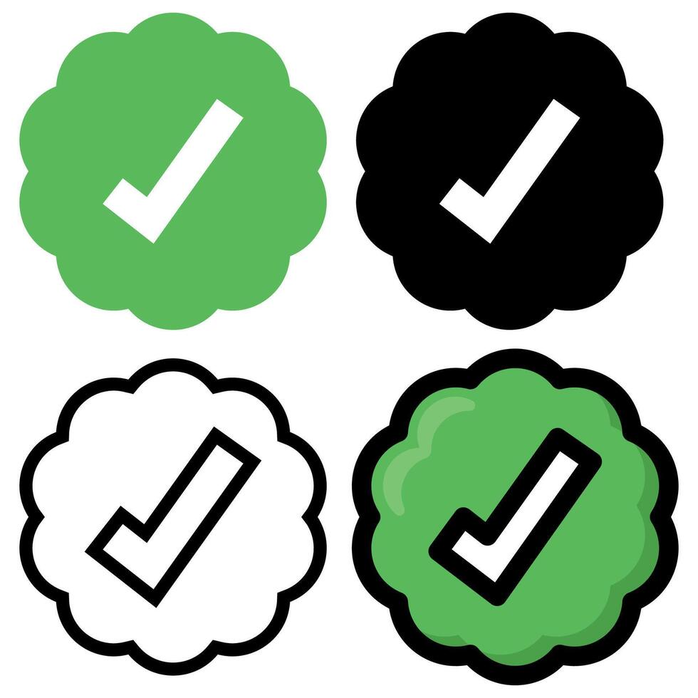 Four green check mark icons on white background vector