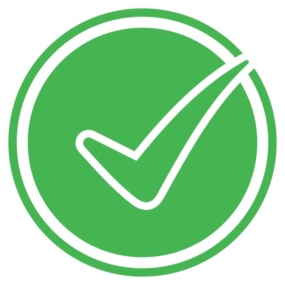 A green check mark in a circle vector