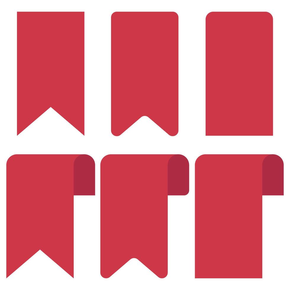 A set of red paper ribbons on a white background vector
