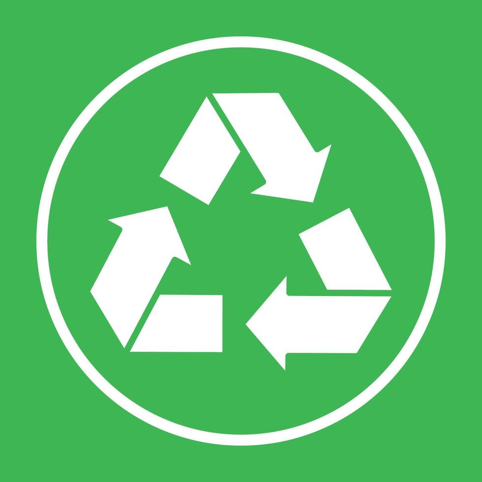 A green recycling symbol on a white background vector