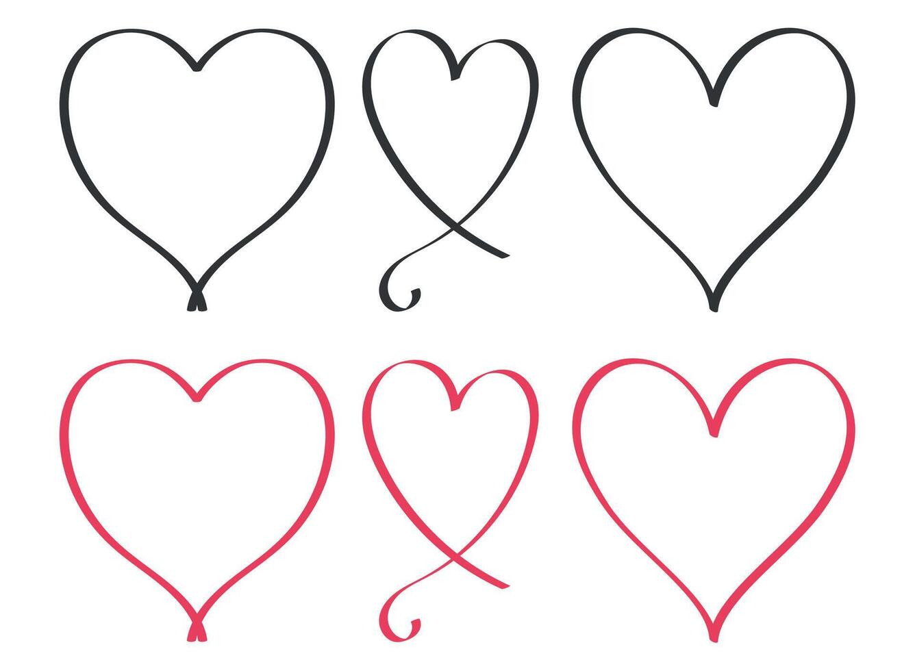 Four hearts drawn in different styles vector