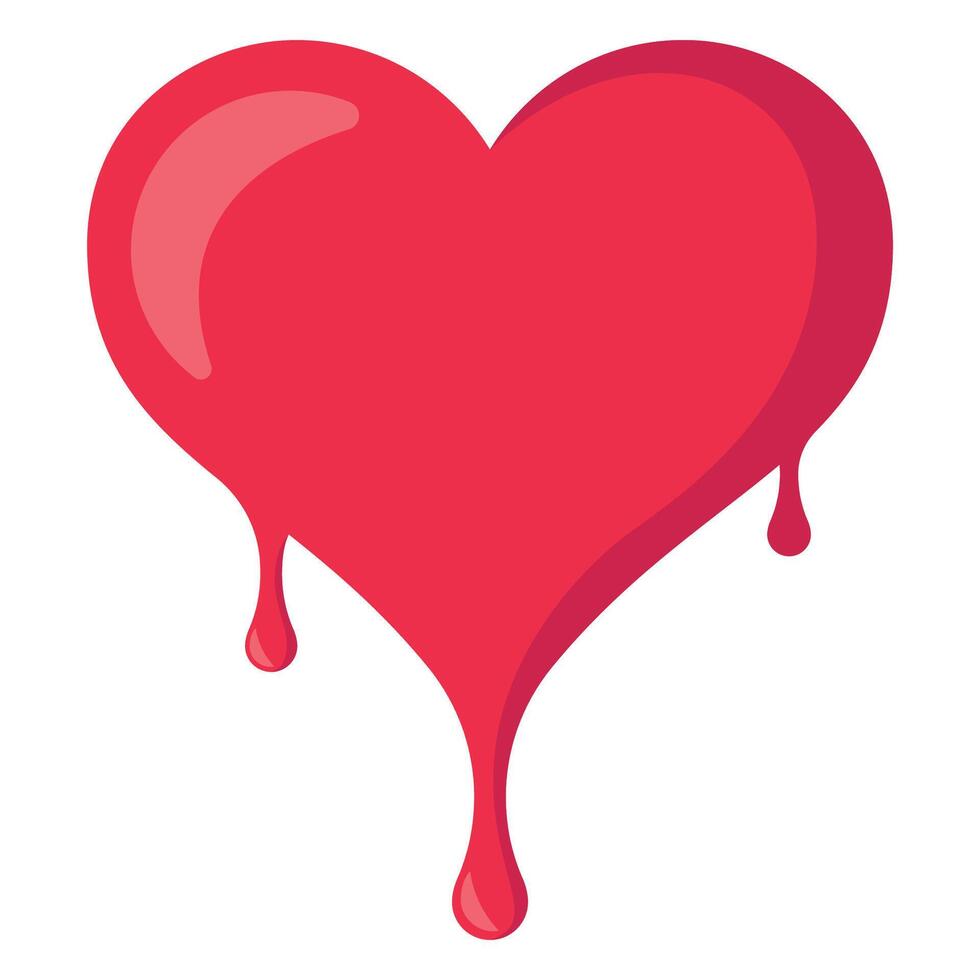 A red heart with a dripping blood on it vector