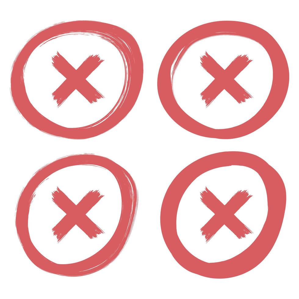 Four red circles with crossed out marks vector