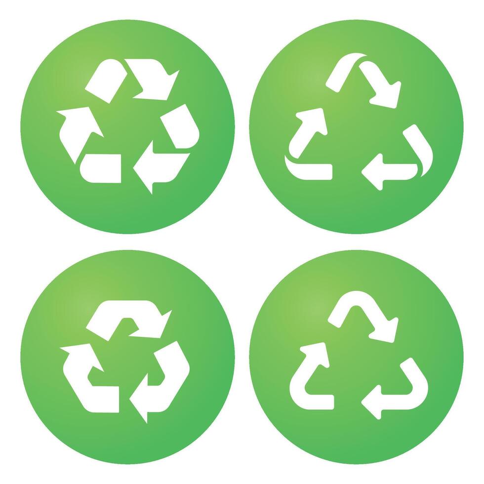 Four green recycling icons on a white background vector