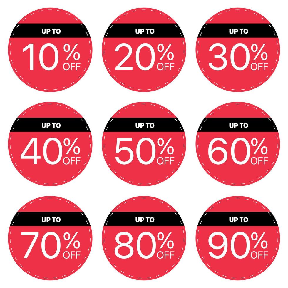 Red sale stickers with different prices vector