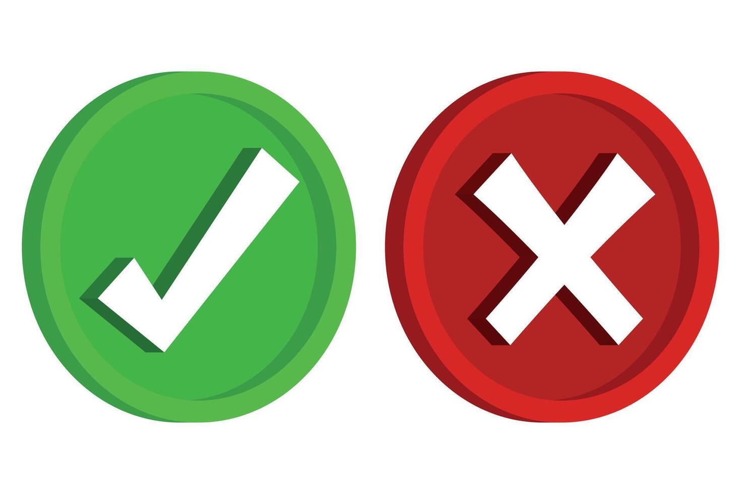 Two green and red check marks on a white background vector