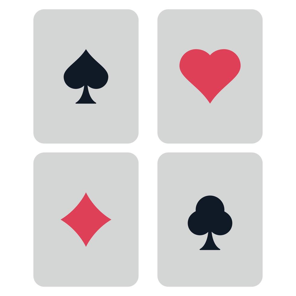 Four playing cards with hearts and spades vector