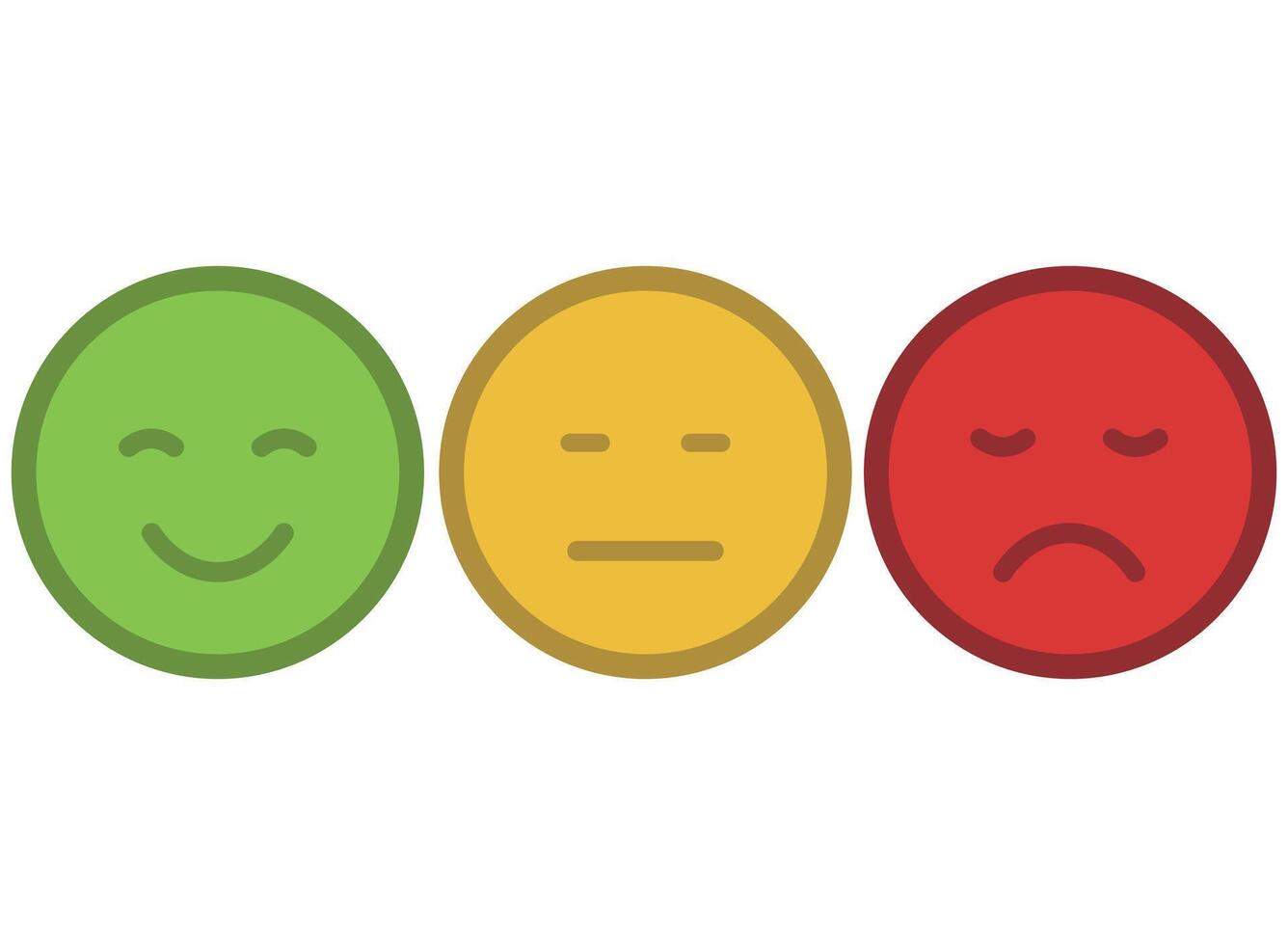 Three different colored emoticions on a white background vector