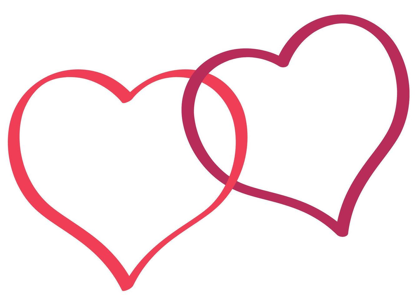Two hearts are shown together on a white background vector