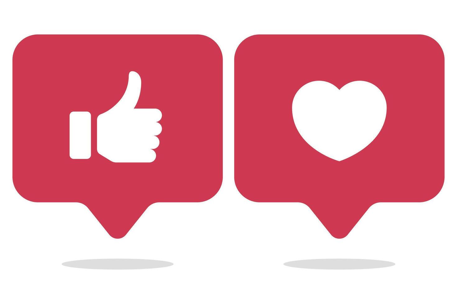 Two red buttons with thumbs up and heart vector