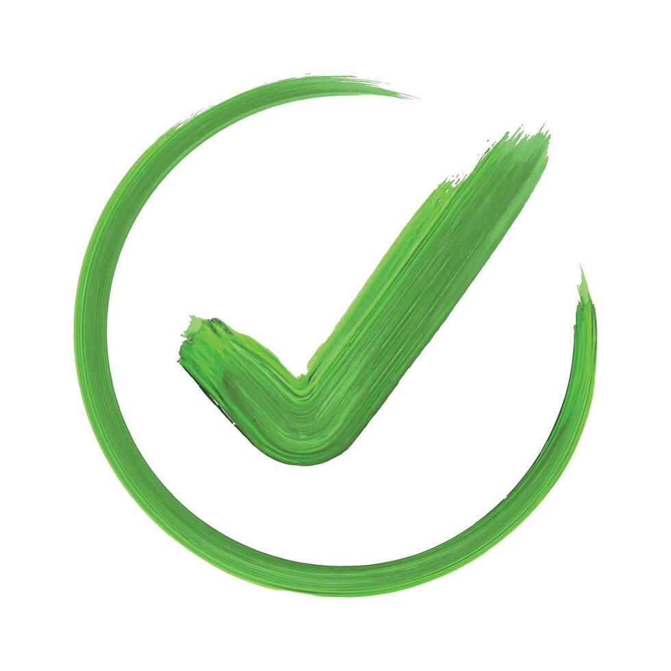 Green tick mark in circle on white background vector