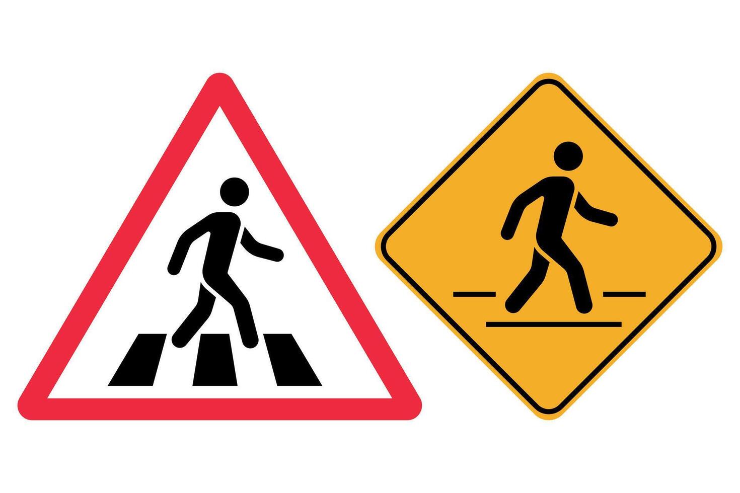 Two different signs showing pedestrians crossing the street vector