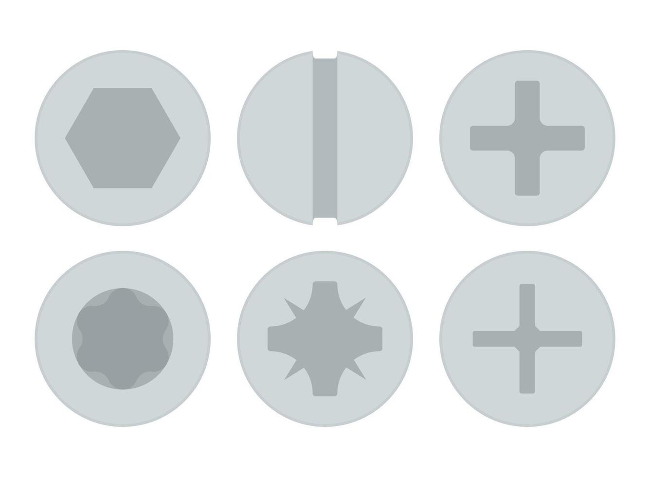 A set of six different shapes of screws vector