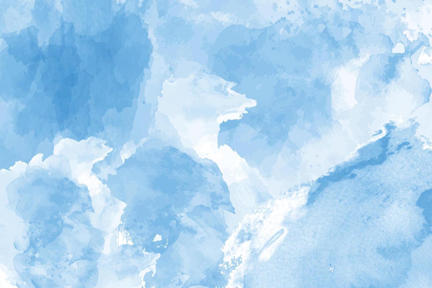 Blue watercolor background with white clouds vector