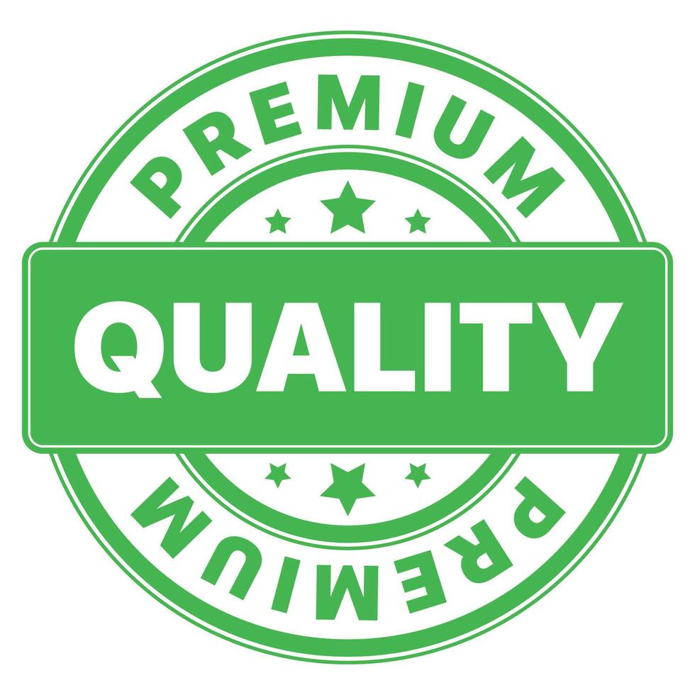 A green stamp with the words premium quality vector