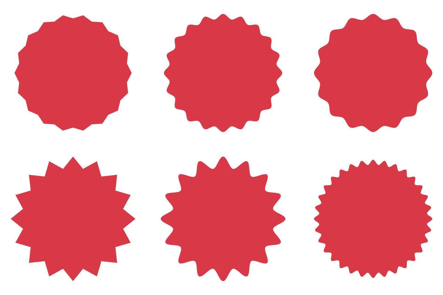 A set of red star shaped stickers vector