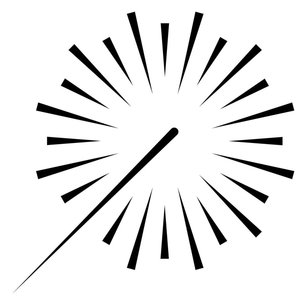 A black and white image of a sunburst vector