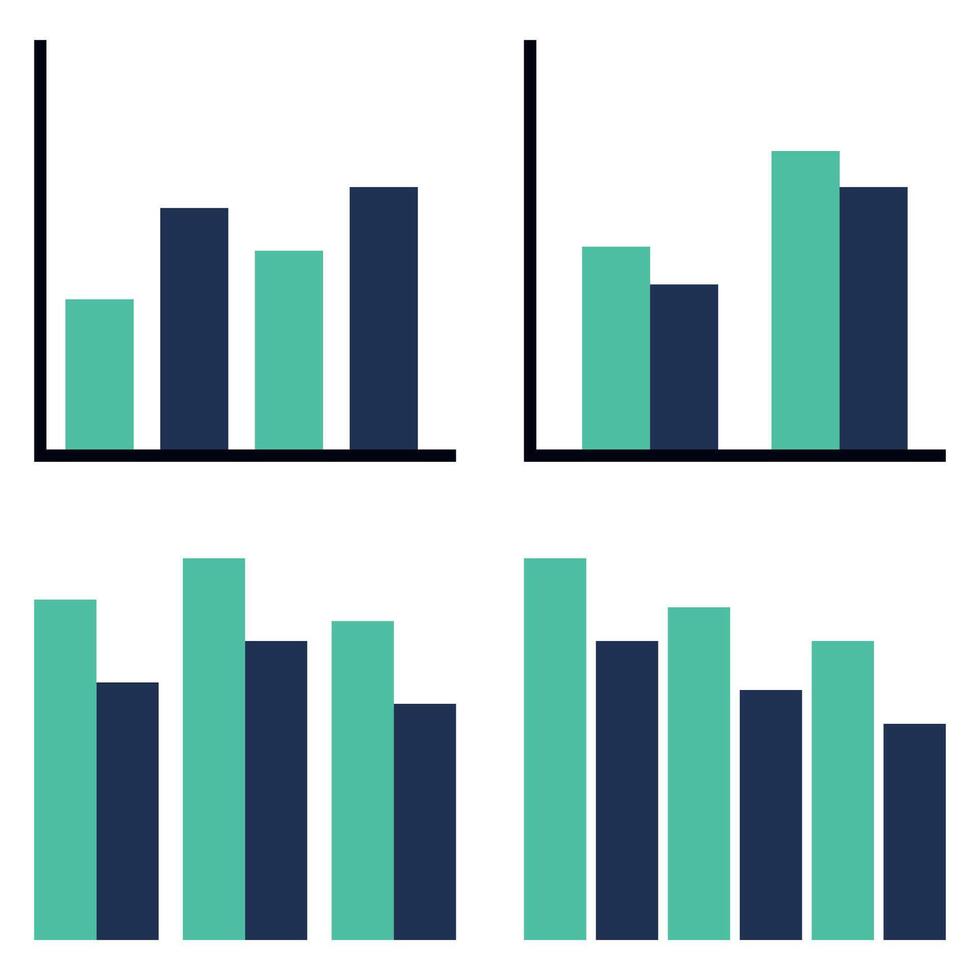 A graph of bar graphs with different colors vector