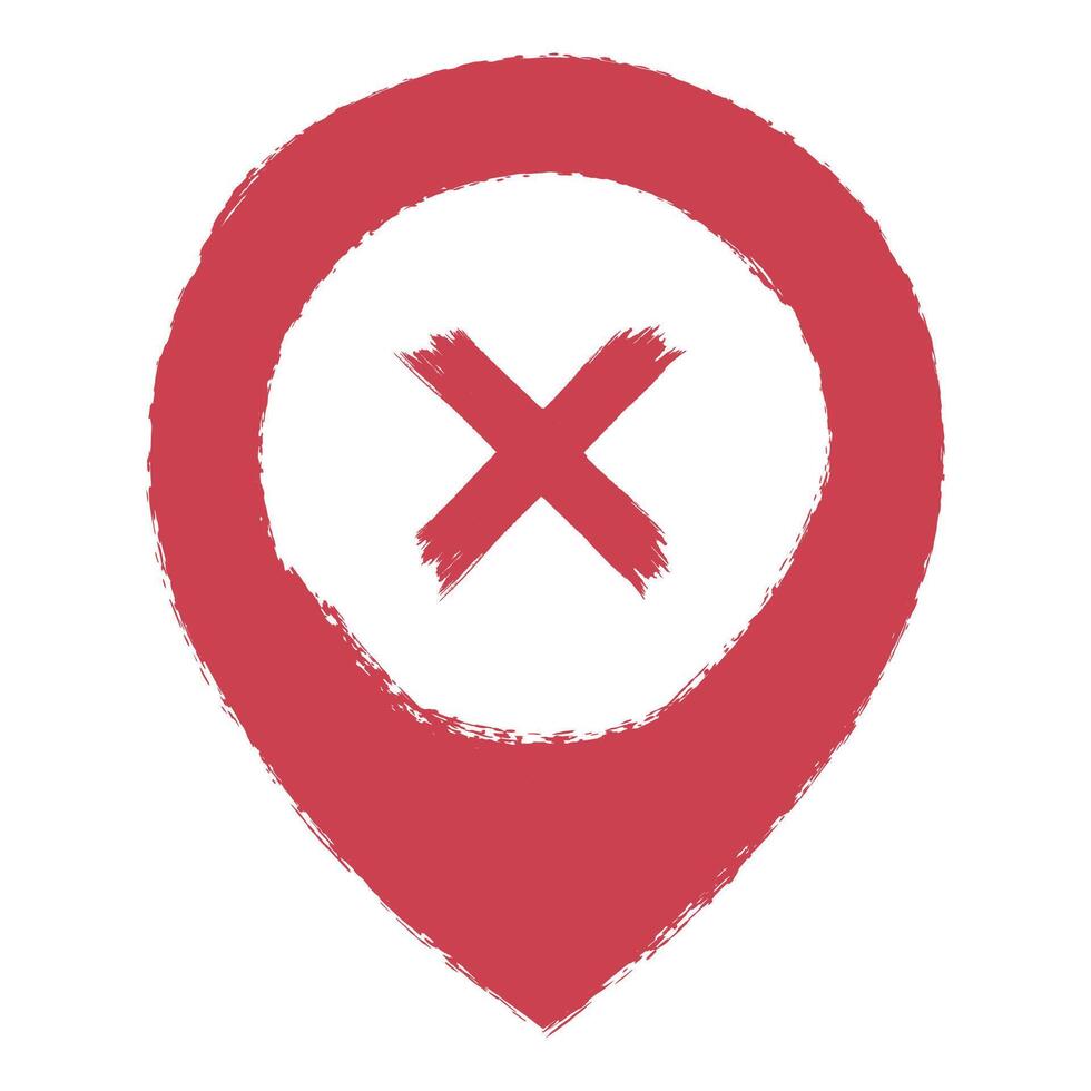 A red marker with an x on it vector