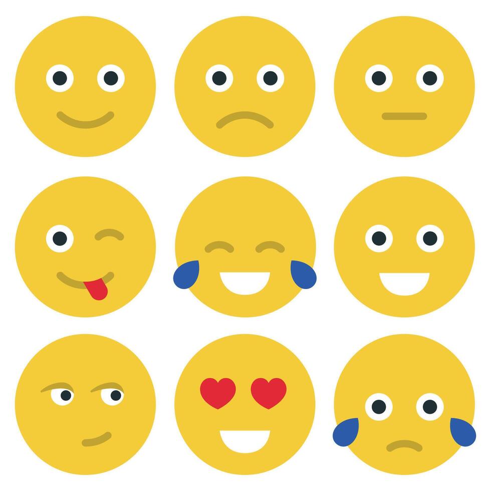 A set of emoticons with different expressions vector