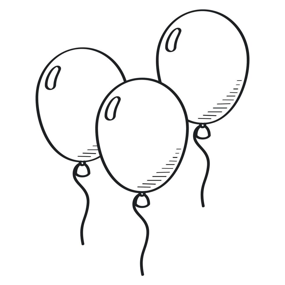 Three balloons in a line drawing vector