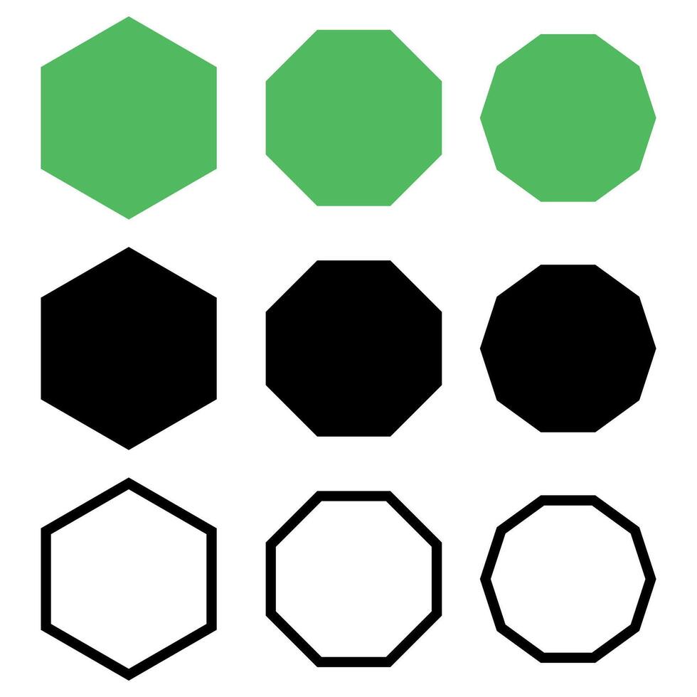 Hexagon shapes Set vector