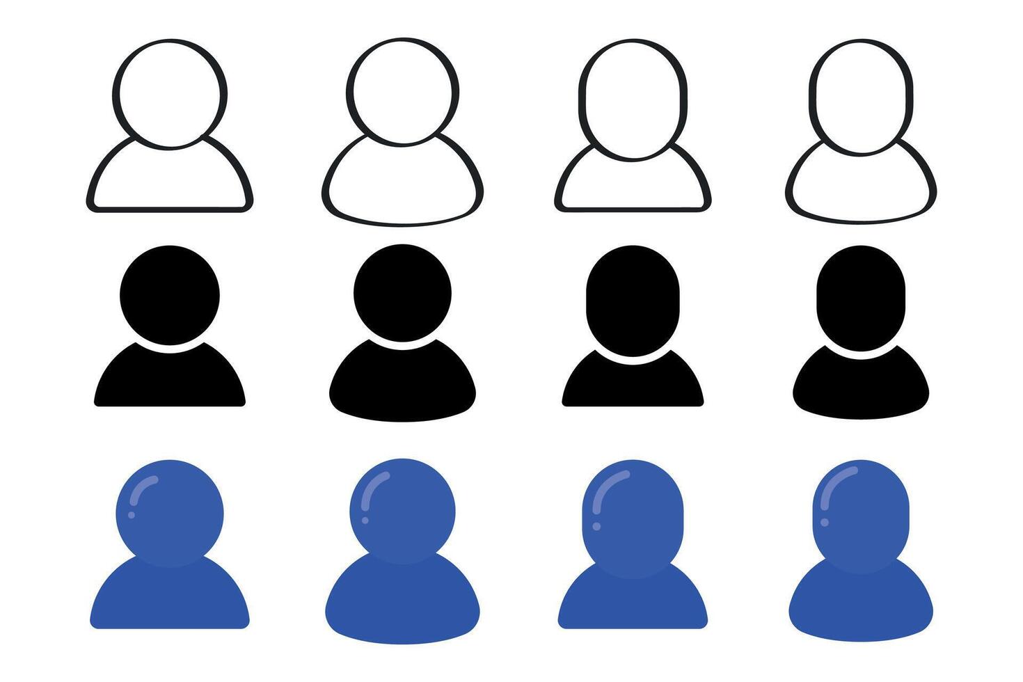 A set of people icons with different shapes vector