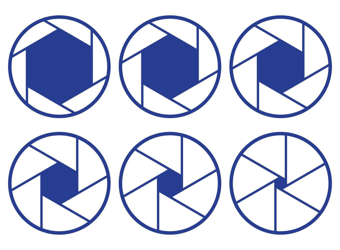 A set of six circular shapes with blue and white vector
