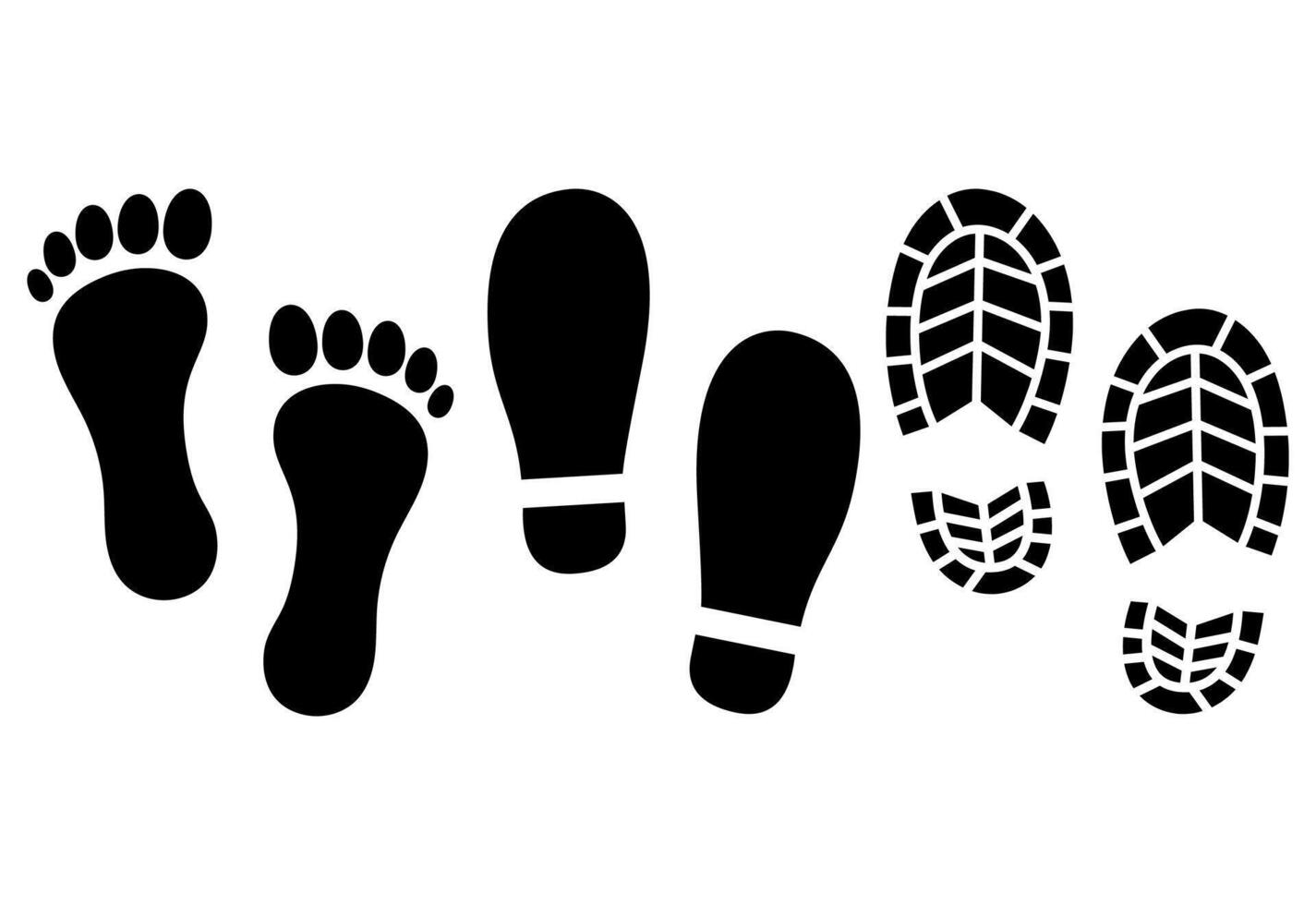 shoe foot and boot prints vector