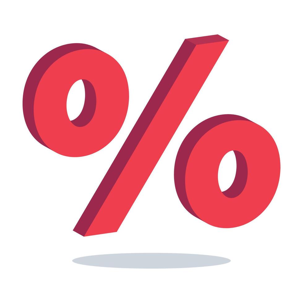 A red percentage sign on a white background vector